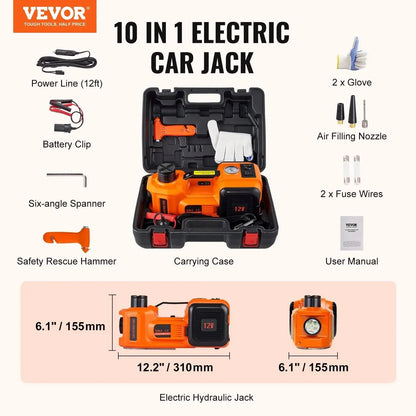 Electric Car Jack Set 5 Ton – Hydraulic Lift with Inflator & LED Light
