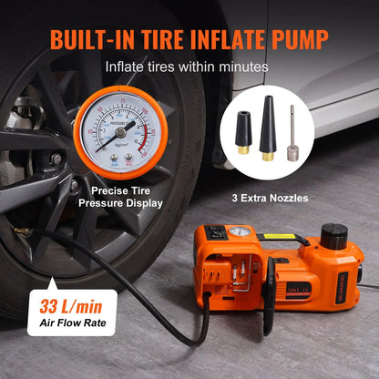 Electric Car Jack Set 5 Ton – Hydraulic Lift with Inflator & LED Light
