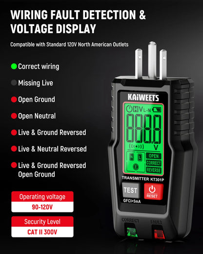 Circuit Breaker Finder Kit KT301 – GFCI Tester & NCV Voltage Detector