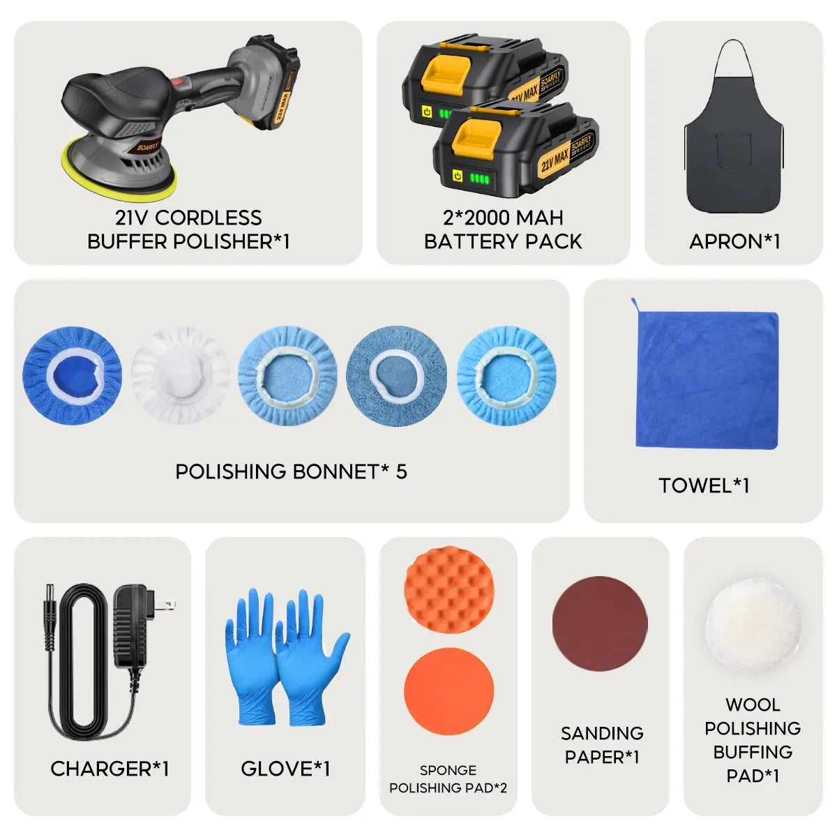 Cordless Car Buffer Polisher 21V