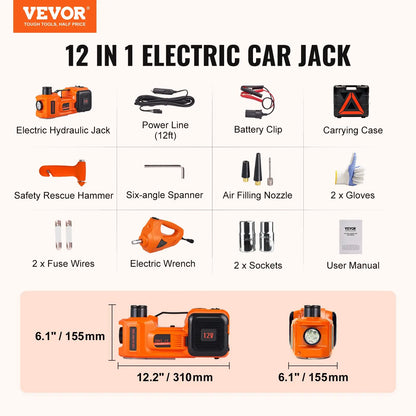 Electric Car Jack Set 5 Ton – Hydraulic Lift with Inflator & LED Light